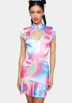Elsie & Fred Amour Satin Heart Cut-Out Mini Dress