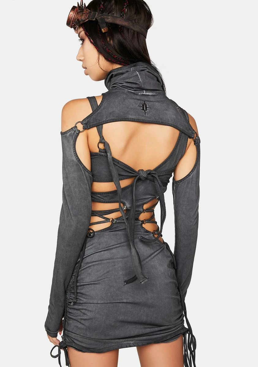 DARKER WAVS Modulation Cut-Out Lace-Up Bodycon Dress Set - Image 4