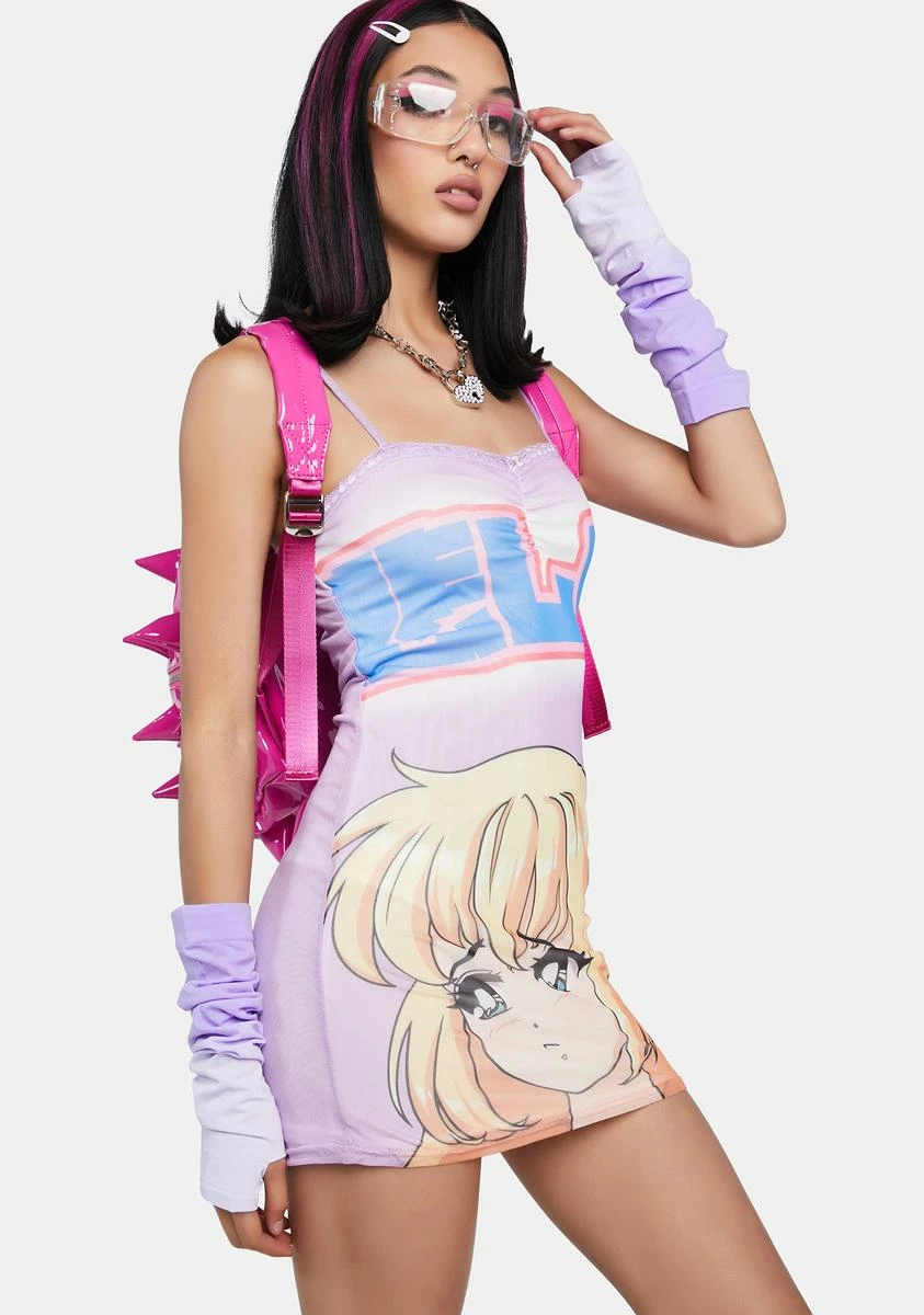 NGOrder Anime Mesh Lace Trim Mini Dress - Image 2