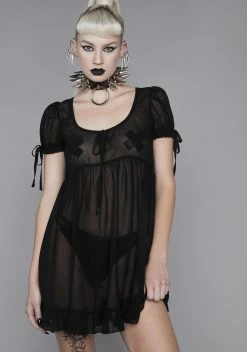 Widow Dark Wayward Romance Chiffon Babydoll Dress