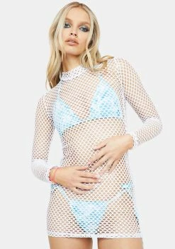 Club Exx Icy Kinetic Kitten Fishnet Dress