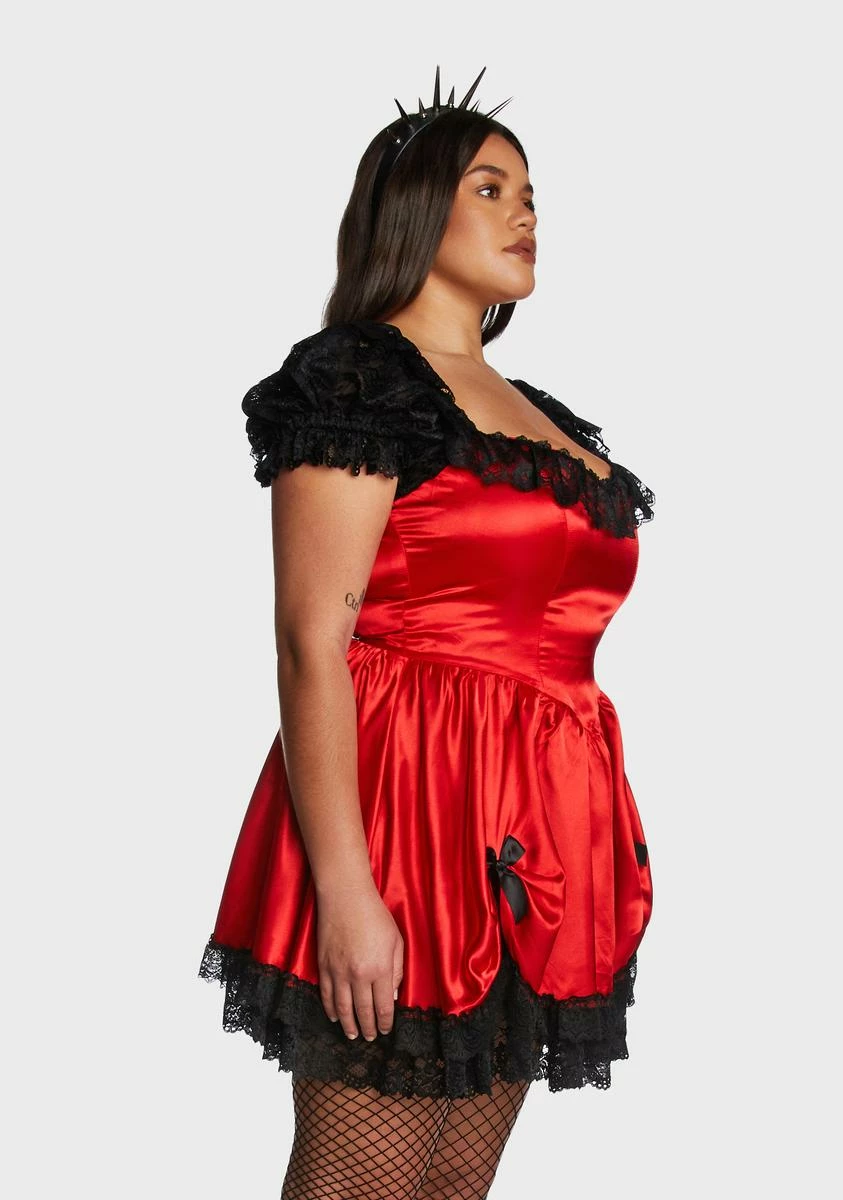 Current Mood Plus Fiery Bad Meets Evil Satin Mini Dress - Image 4