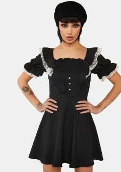DARK IN LOVE Princess Contrast Ruffle Neckline Dress