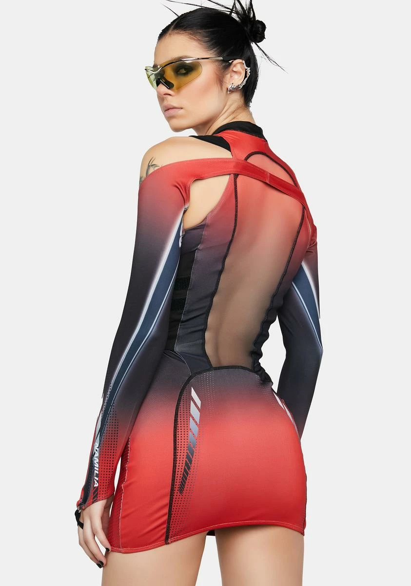 Namilia Red Corset Dress With Detachable Sleeves - Image 4