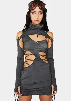 DARKER WAVS Modulation Cut-Out Lace-Up Bodycon Dress Set