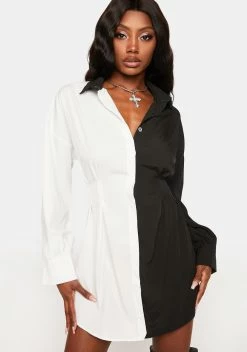 X_ Half Heart Business Up Front Shirt Dress