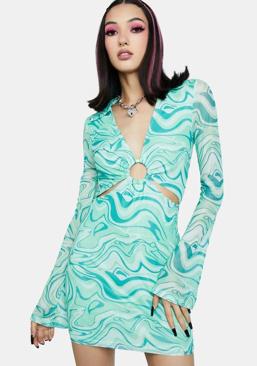 Bailey Rose Green Swirl Print Mini Dress