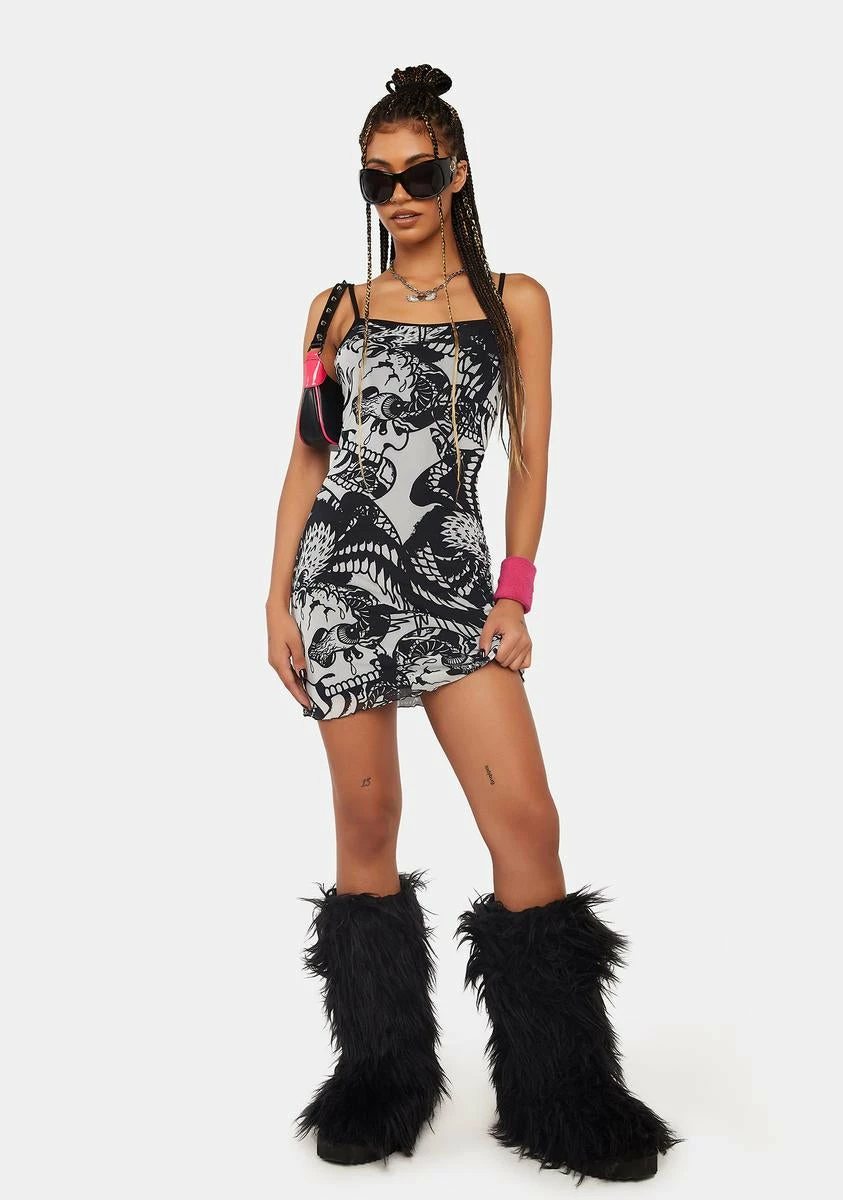 Ed Hardy X Dolls Kill DBD Eagle Mesh Slip Dress - Image 3