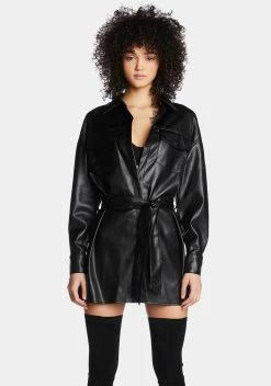 Poster Grl No Permission Needed Vegan Leather Dress