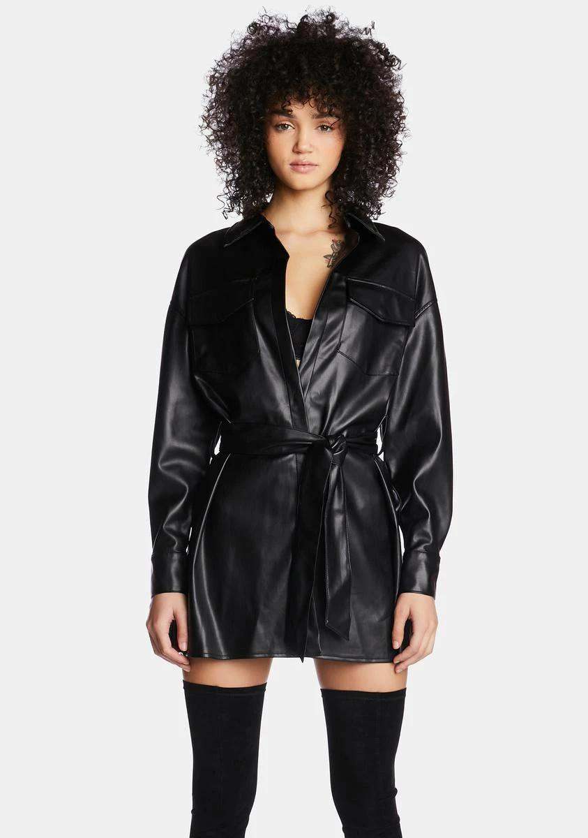 Poster Grl No Permission Needed Vegan Leather Dress