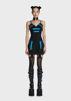 TRIPP NYC Black/Blue Pleated Mini Dress