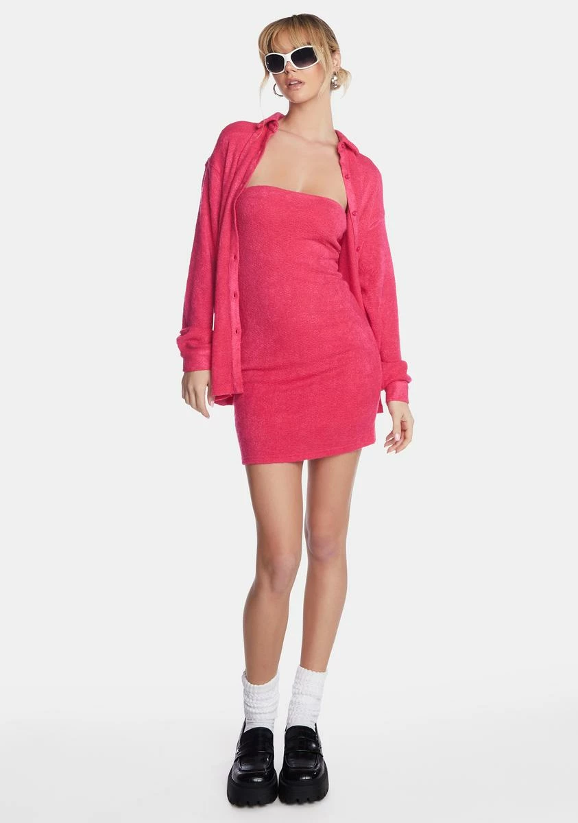 Bailey Rose Fuchsia Knit Dress & Shirt Set - Image 2