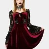 DARK IN LOVE Burgundy Lace Sleeve Mini Dress