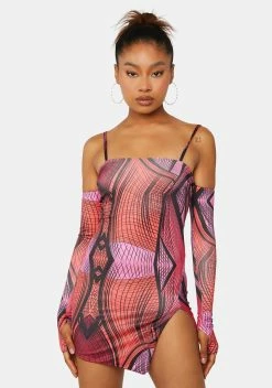 Public Desire Abstract Strappy Mini Dress With Separate Sleeves