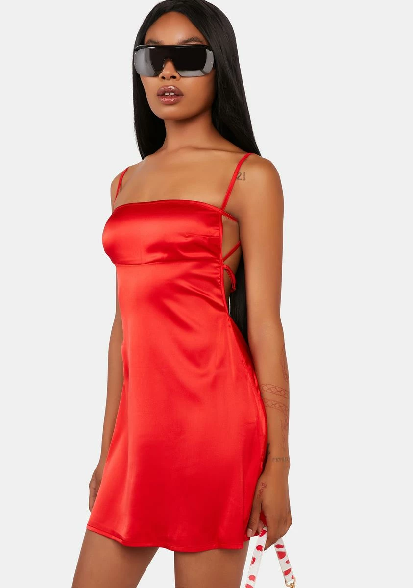 Edikted Suri Satin Open Back Mini Dress - Image 2