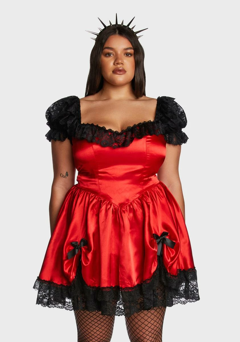 Current Mood Plus Fiery Bad Meets Evil Satin Mini Dress - Image 2