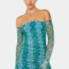 AFRM Teal Snake Danni Mini Dress