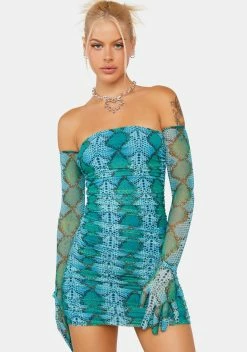 AFRM Teal Snake Danni Mini Dress