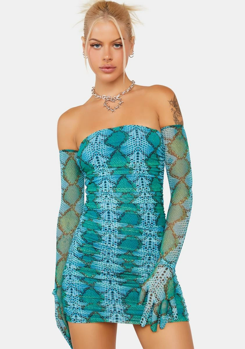 AFRM Teal Snake Danni Mini Dress
