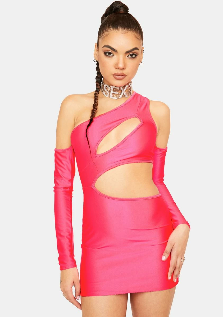 X_Tresser Bubblegum Bring It Up Satin Cutout Dress