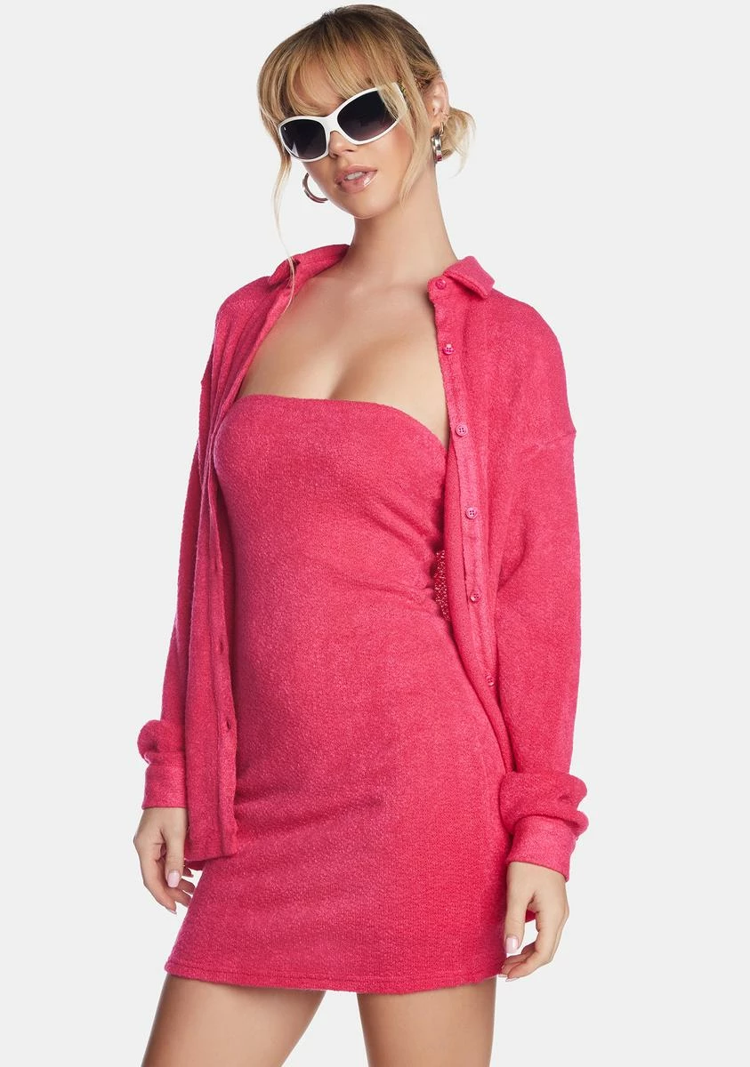 Bailey Rose Fuchsia Knit Dress & Shirt Set