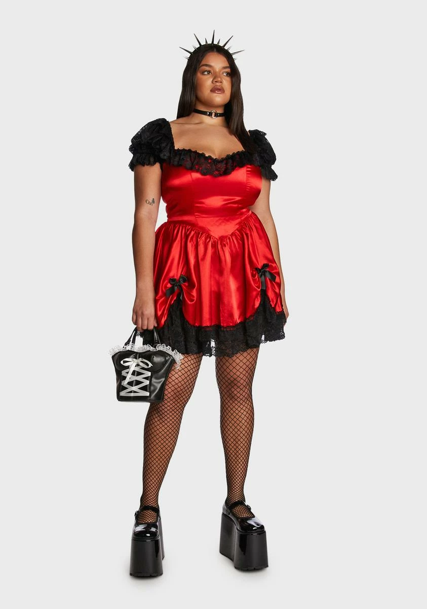 Current Mood Plus Fiery Bad Meets Evil Satin Mini Dress - Image 5