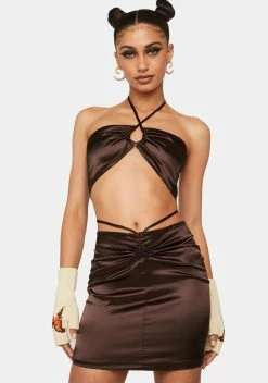 X_ Half Heart Coffee Captive Heart Halter Mini Dress