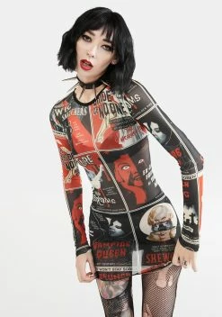 Trickz N' Treatz Fears On Film Mesh Dress
