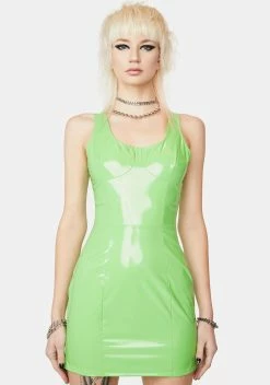 X_Crestone Lime Out Tonight Vinyl Dress