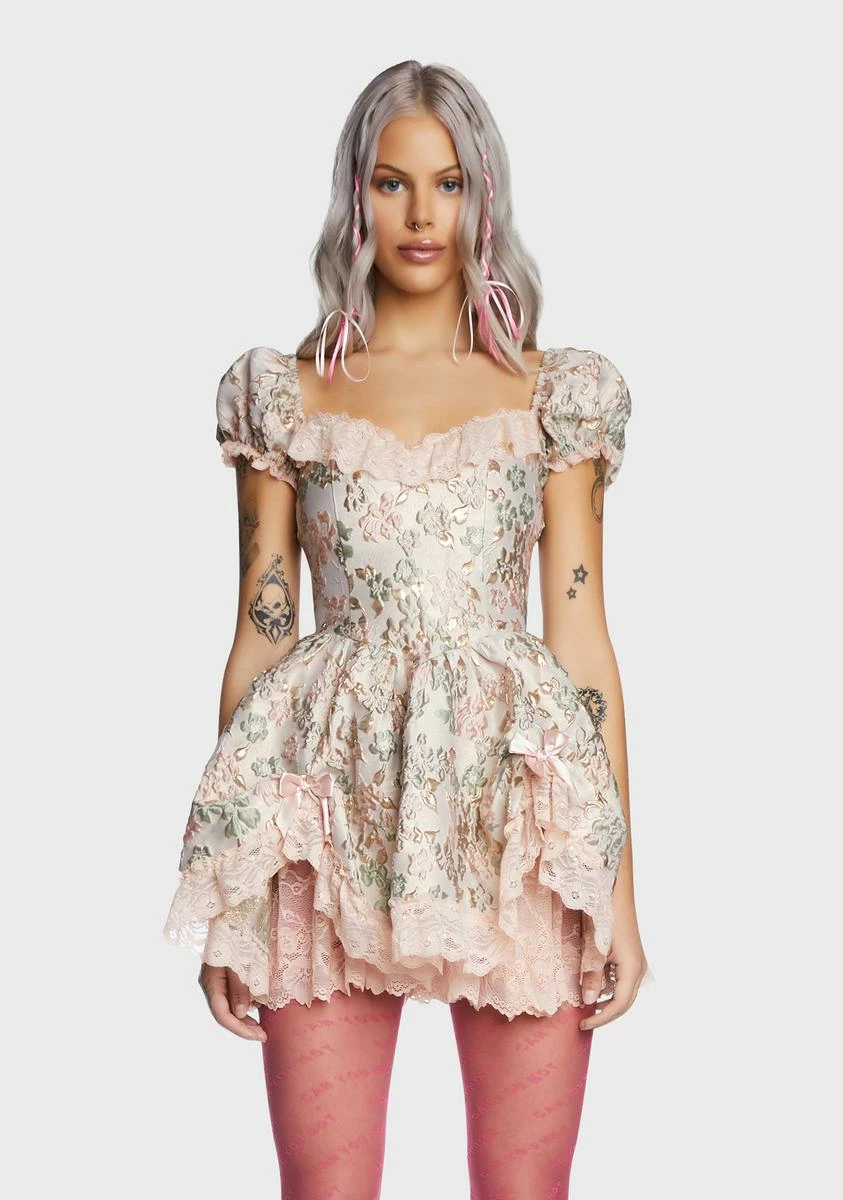 Sugar Thrillz Tea And Circumstance Brocade Mini Dress - Image 2