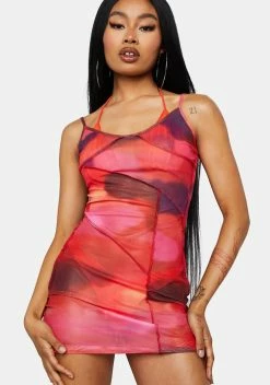 X_ Half Heart Hot Appeal Mesh Mini Dress