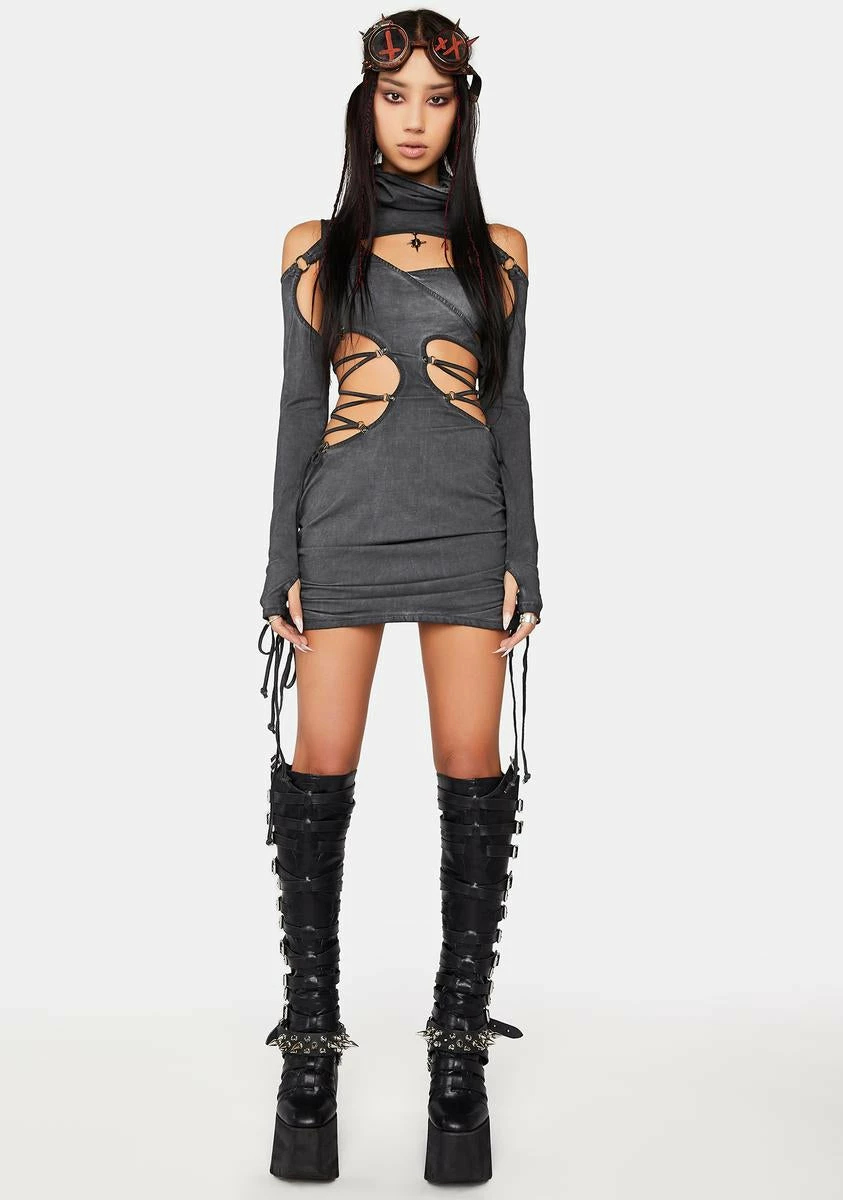 DARKER WAVS Modulation Cut-Out Lace-Up Bodycon Dress Set - Image 3