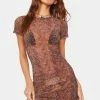 Ed Hardy Tiger Print Sheer Mini Dress