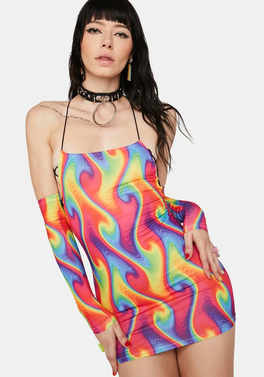 X_Wink Gal Wild Heat Dress & Gloves Set