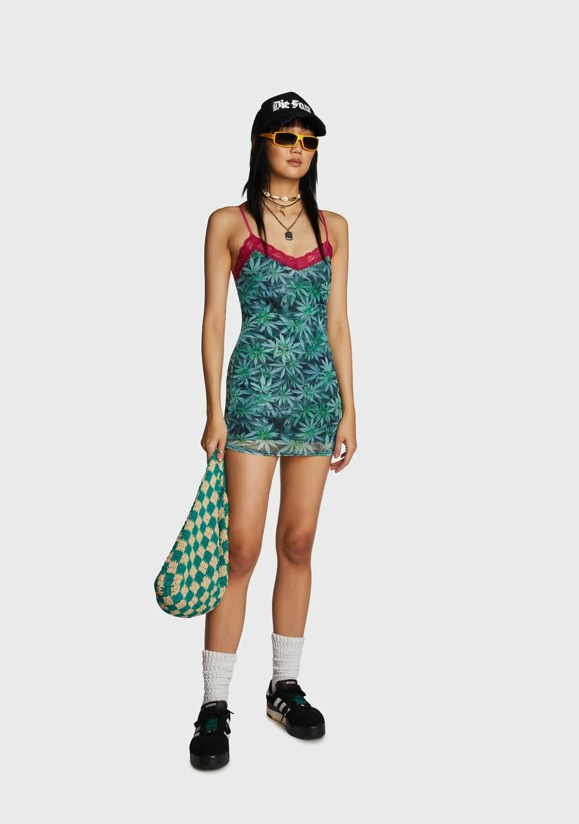 NGOrder Weed Lace Trim Dress