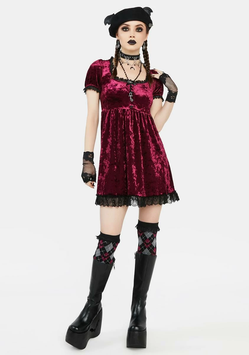 The Grave Girls Drinking Your Blood Velvet Mini Dress - Image 3