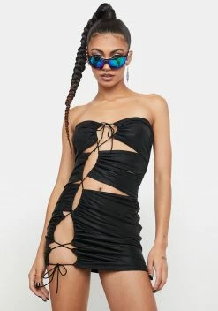 X_Hot & Delicious Hot Beat Lace Up Mini Dress