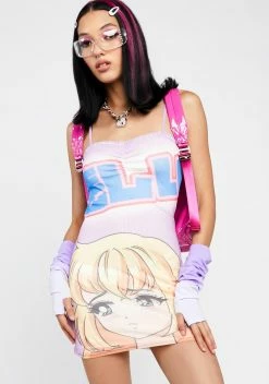 NGOrder Anime Mesh Lace Trim Mini Dress