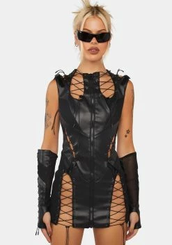 Namilia Moto Lace-Up Mini Dress