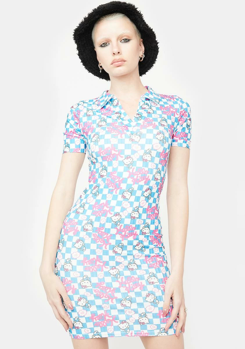 NGOrder Hello Kitty Check Print Collar Dress