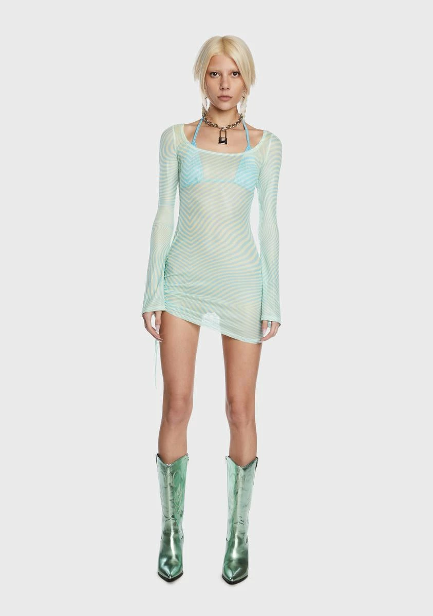 X_New Pink Aqua Stop And Stare Dress Set