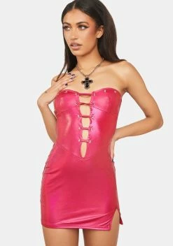 X_New Pink Fuchsia Intergalactic Universe Mini Dress