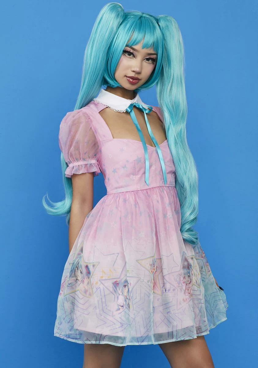 Dolls Kill X Hatsune Miku Sound Wave Sweetie Babydoll Dress - Image 2