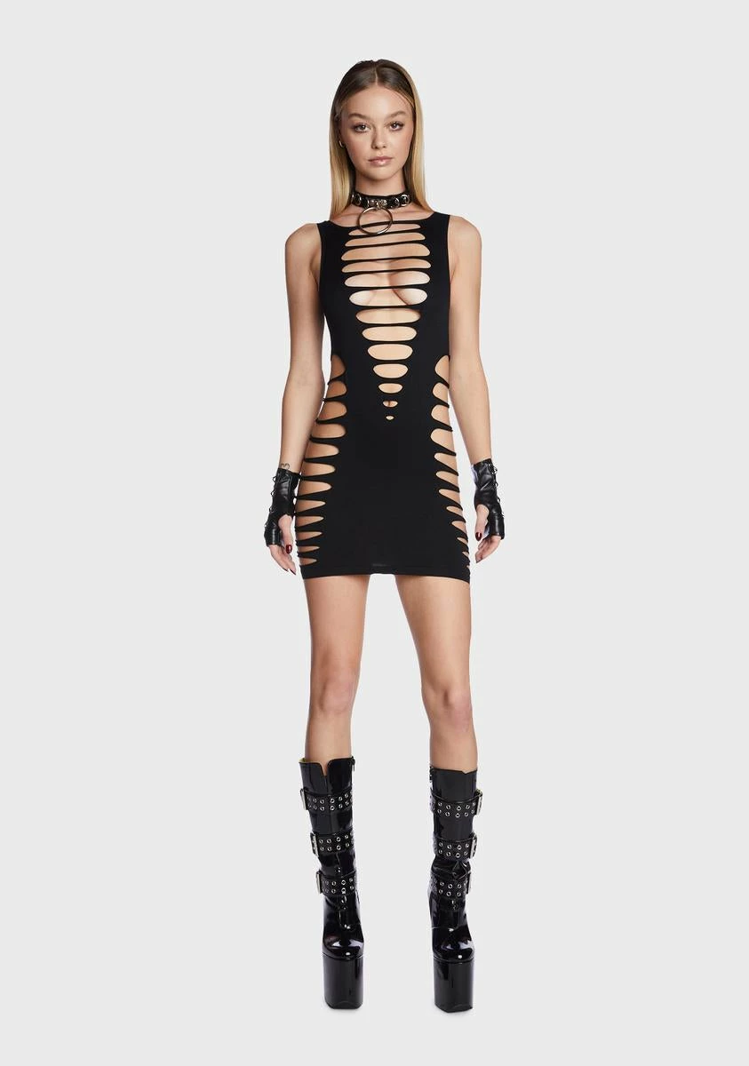 X_Pink Lipstick I'm Good Seamless Slashed Dress - Image 3