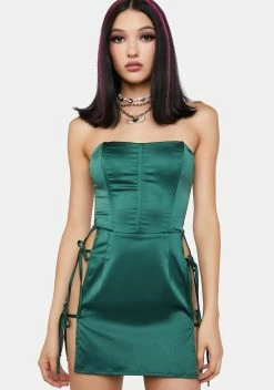 X_New Pink Emerald Hot Reception Corset Mini Dress