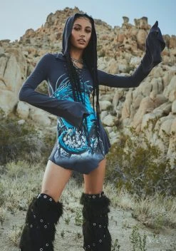 Dolls Kill X The Mountain First Flight Hooded Dress