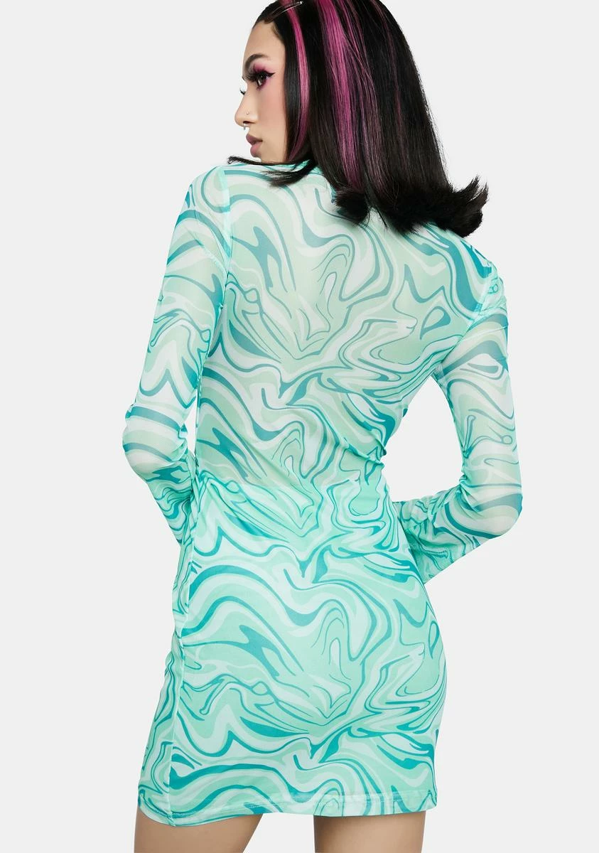 Bailey Rose Green Swirl Print Mini Dress - Image 4