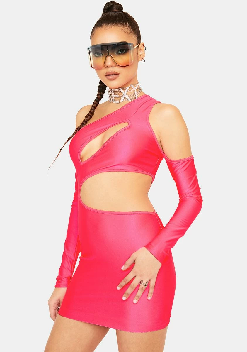 X_Tresser Bubblegum Bring It Up Satin Cutout Dress - Image 2