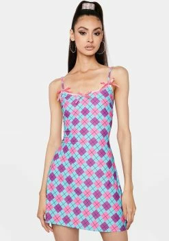 X_Oh Yes Rule The School Argyle Mini Dress