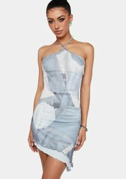 Motel Denim Pocket Adelia Mini Dress